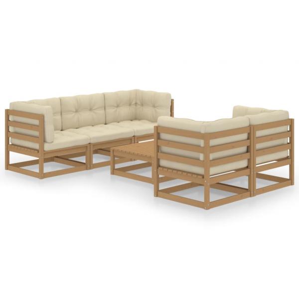 ARDEBO.de - 6-tlg. Garten-Lounge-Set mit Kissen Kiefer Massivholz