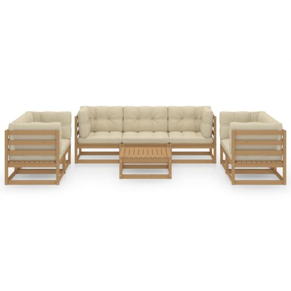 8-tlg. Garten-Lounge-Set mit Kissen Kiefer Massivholz