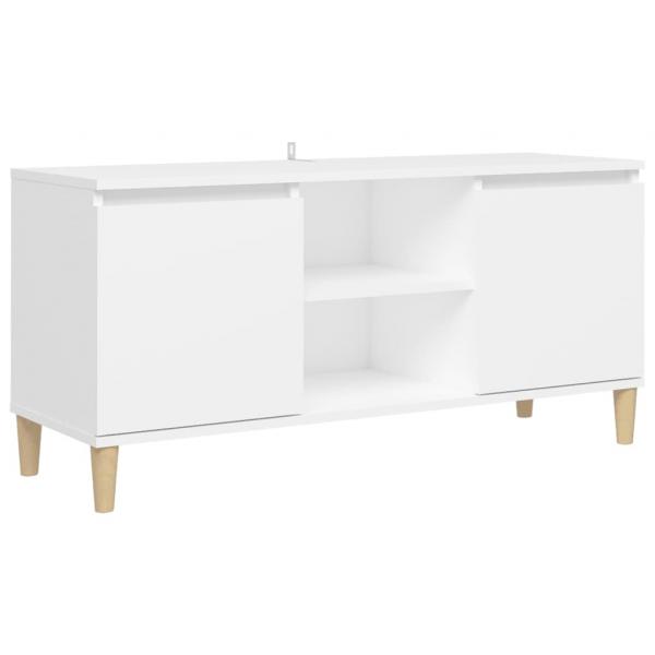 TV-Schrank mit Massivholz-Beinen Weiß 103,5x30x50 cm