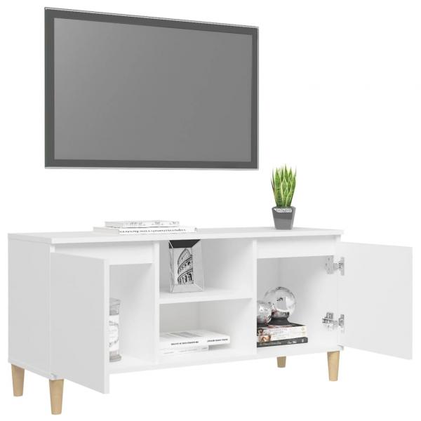 TV-Schrank mit Massivholz-Beinen Weiß 103,5x30x50 cm