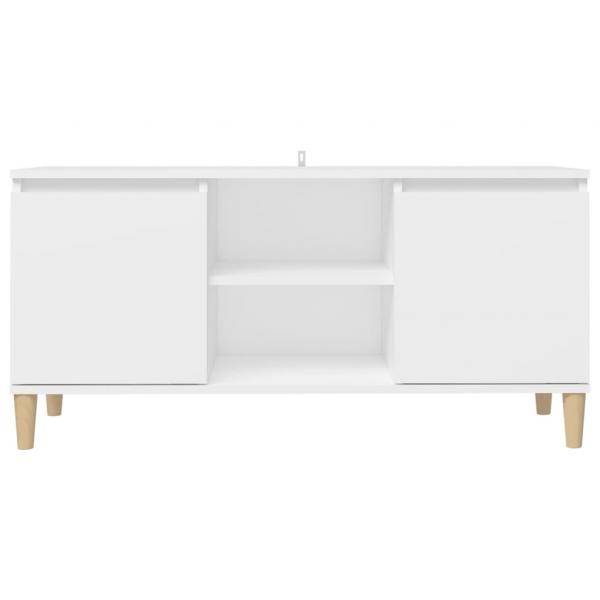 TV-Schrank mit Massivholz-Beinen Weiß 103,5x30x50 cm