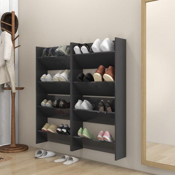 ARDEBO.de - Wand-Schuhschränke 4 Stk. Grau 60x18x60 cm Holzwerkstoff