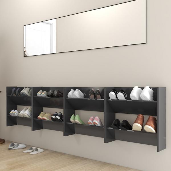 Wand-Schuhschränke 4 Stk. Grau 60x18x60 cm Holzwerkstoff