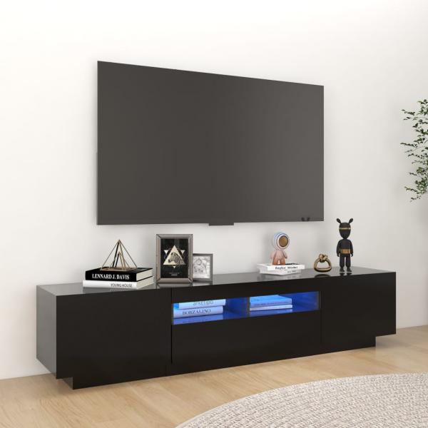 ARDEBO.de - TV-Schrank mit LED-Leuchten Schwarz 180x35x40 cm