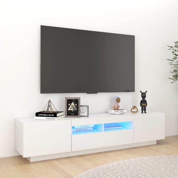 ARDEBO.de - TV-Schrank mit LED-Leuchten Hochglanz-Weiß 180x35x40 cm