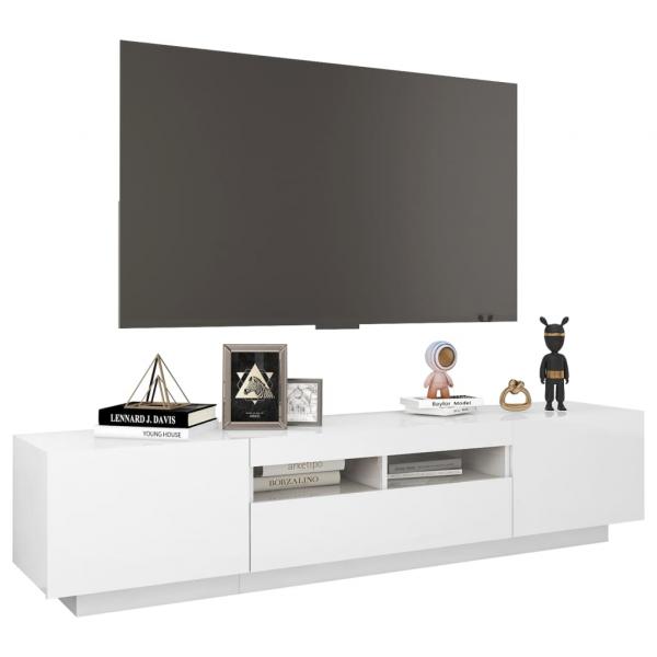 TV-Schrank mit LED-Leuchten Hochglanz-Weiß 180x35x40 cm