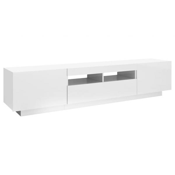 TV-Schrank mit LED-Leuchten Hochglanz-Weiß 180x35x40 cm