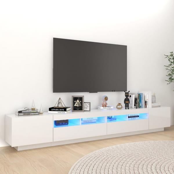 ARDEBO.de - TV-Schrank mit LED-Leuchten Hochglanz-Weiß 260x35x40 cm