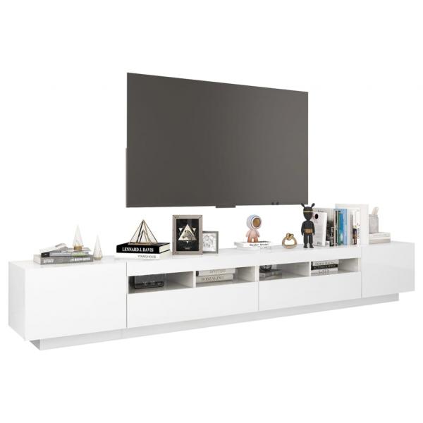 TV-Schrank mit LED-Leuchten Hochglanz-Weiß 260x35x40 cm