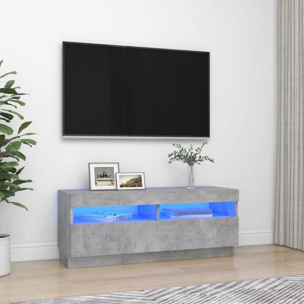 ARDEBO.de - TV-Schrank mit LED-Beleuchtung Betongrau 100x35x40 cm