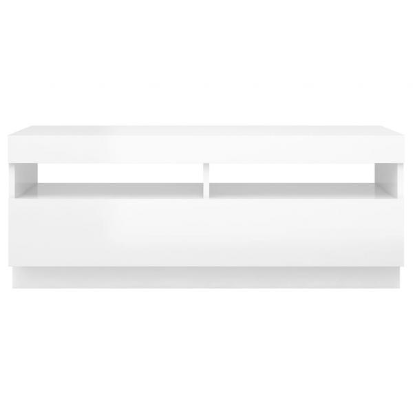 TV-Schrank mit LED-Leuchten Hochglanz-Weiß 100x35x40 cm