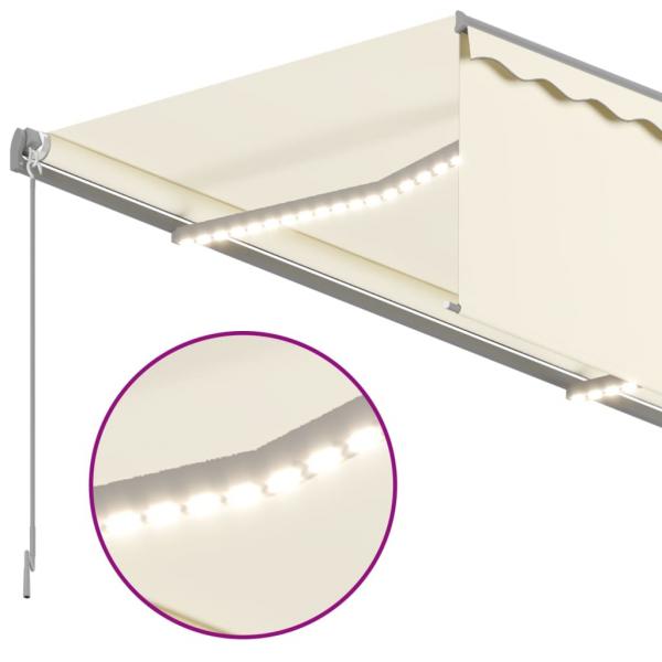 Markise Manuell Einziehbar mit Rollo & LED 4,5x3 m Creme