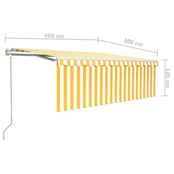 Markise Automatisch mit Rollo LED Windsensor 4,5x3 m Gelb Weiß