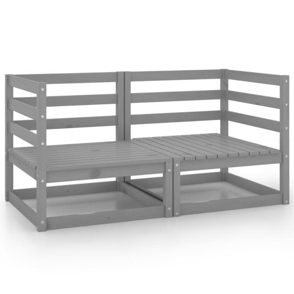 Gartensofa 2-Sitzer Grau Massivholz Kiefer