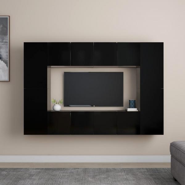 ARDEBO.de - 8-tlg. TV-Schrank-Set Schwarz Holzwerkstoff