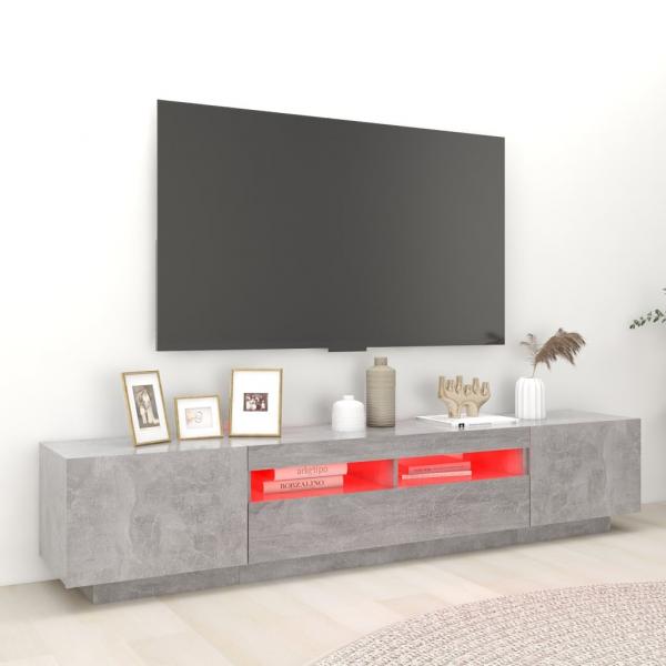 TV-Schrank mit LED-Leuchten Betongrau 200x35x40 cm