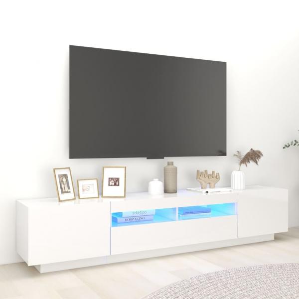 ARDEBO.de - TV-Schrank mit LED-Leuchten Hochglanz-Weiß 200x35x40 cm