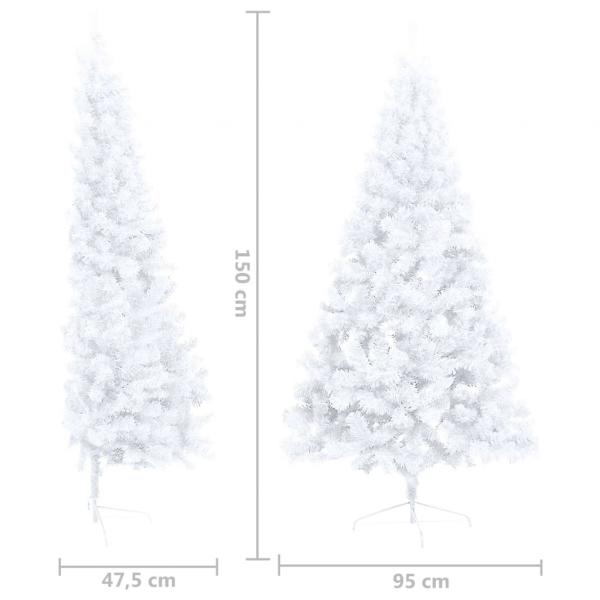 Künstlicher Halb-Weihnachtsbaum mit Ständer Weiß 150 cm PVC