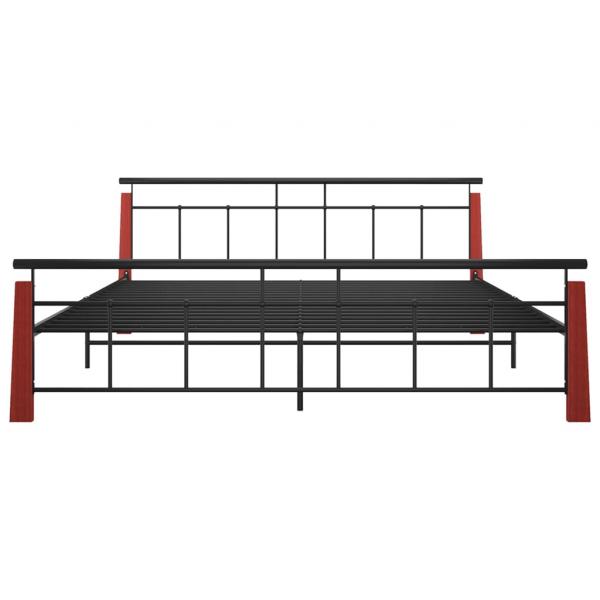 Bettgestell Metall und Massivholz Eiche 200x200 cm