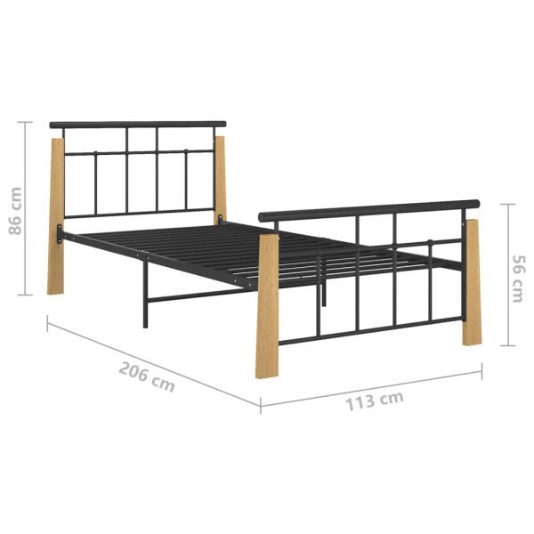 Bettgestell Metall und Massivholz Eiche 100x200 cm