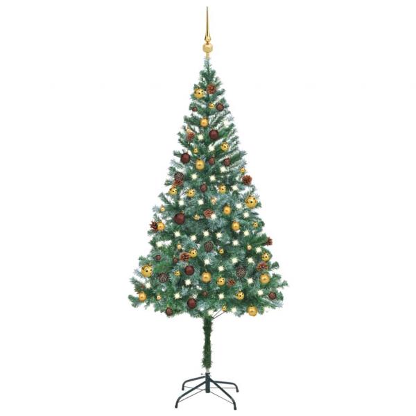 ARDEBO.de - Künstlicher Weihnachtsbaum mit Beleuchtung Kugeln Zapfen 180 cm