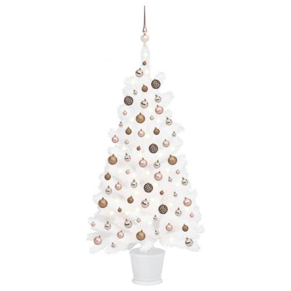 ARDEBO.de - Künstlicher Weihnachtsbaum mit Beleuchtung & Kugeln Weiß 90 cm