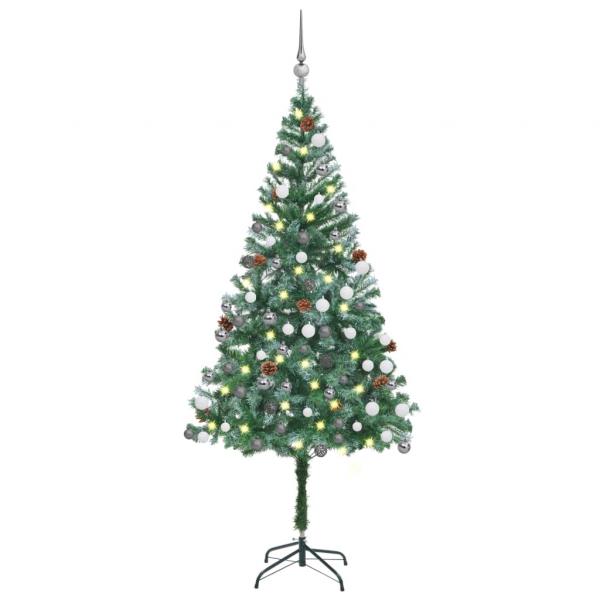 ARDEBO.de - Künstlicher Weihnachtsbaum mit Beleuchtung Kugeln Zapfen 180 cm