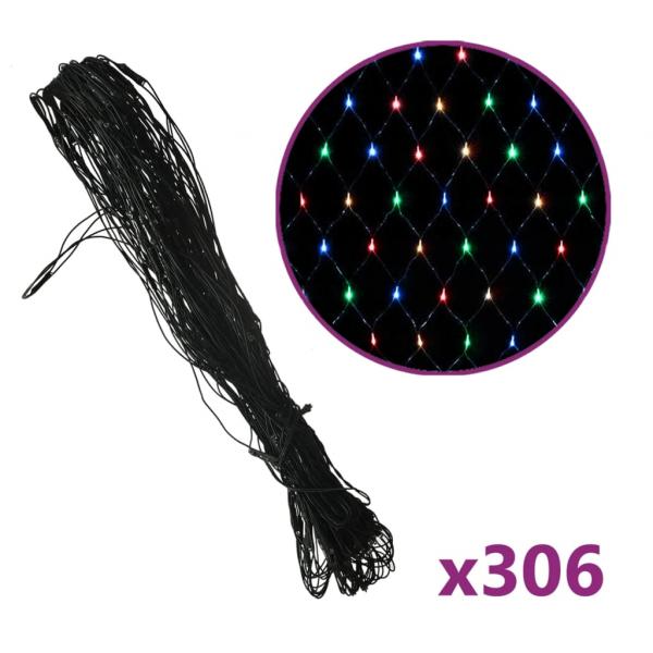 Weihnachts-Lichternetz Mehrfarbig 3x3 m 306 LEDs Indoor Outdoor