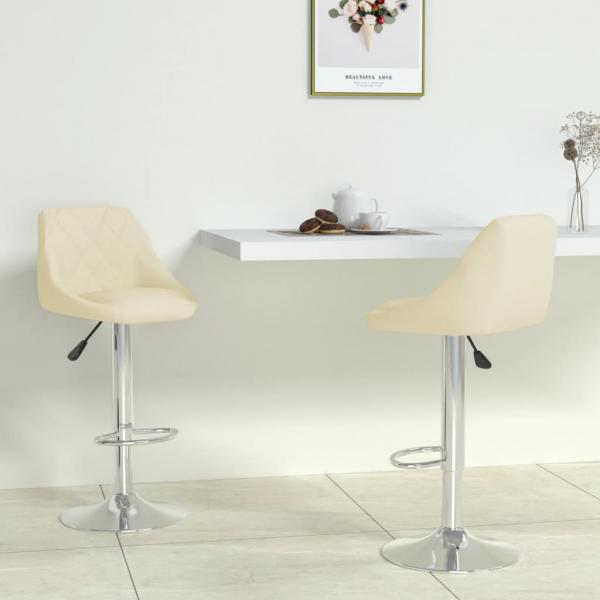 ARDEBO.de - Barhocker 2 Stk. Creme Kunstleder