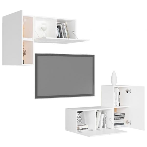 4-tlg. TV-Schrank-Set Weiß Holzwerkstoff