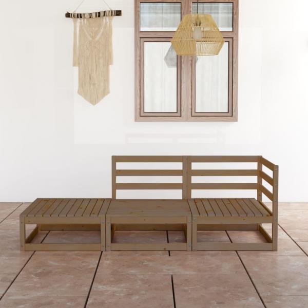 ARDEBO.de - 3-tlg. Garten-Lounge-Set Honigbraun Massivholz Kiefer