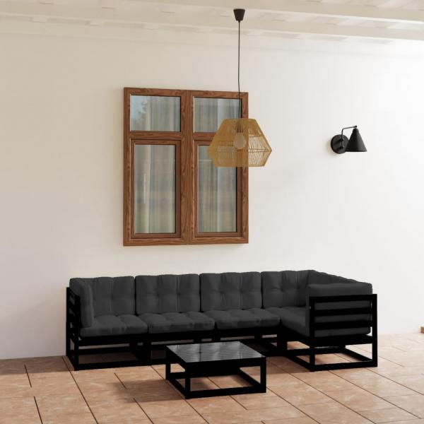 ARDEBO.de - 6-tlg. Garten-Lounge-Set mit Kissen Kiefer Massivholz