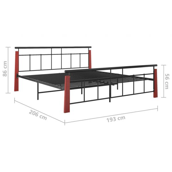 Bettgestell Metall und Massivholz Eiche 180x200 cm