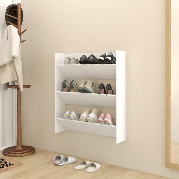 ARDEBO.de - Wand-Schuhschrank Weiß 80x18x90 cm Holzwerkstoff