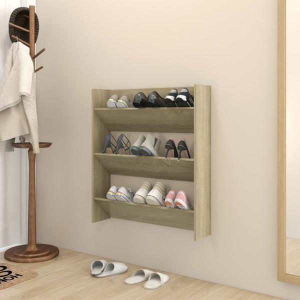 ARDEBO.de - Wand-Schuhschrank Sonoma-Eiche 80x18x90 cm Holzwerkstoff