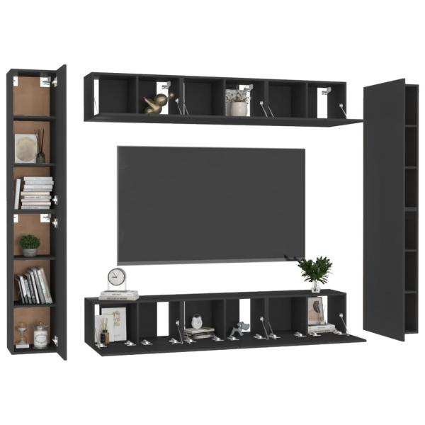 10-tlg. TV-Schrank-Set Schwarz Holzwerkstoff