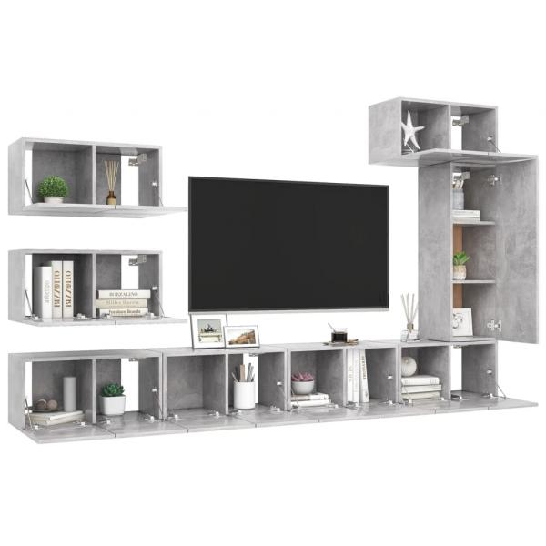 8-tlg. TV-Schrank-Set Betongrau Holzwerkstoff