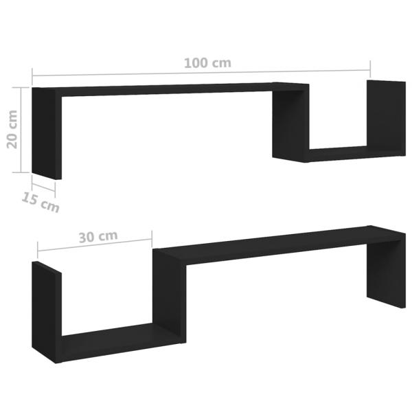 Wandregale 2 Stk. Schwarz 100x15x20 cm Holzwerkstoff