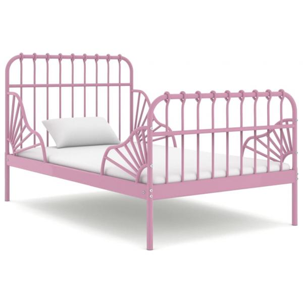 ARDEBO.de - Ausziehbett Rosa Metall 80x130/200 cm