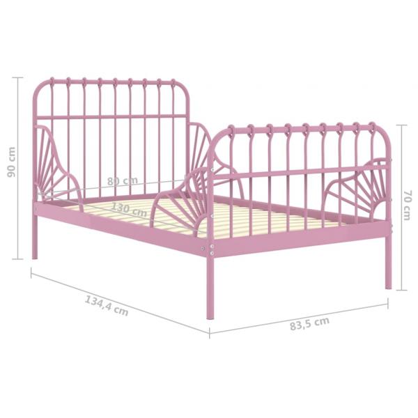 Ausziehbett Rosa Metall 80x130/200 cm