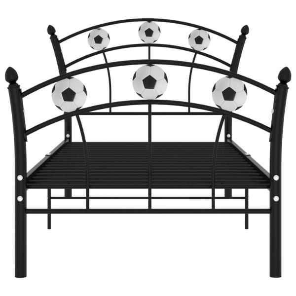 Einzelbett mit Fußball-Design Schwarz Metall 90x200 cm