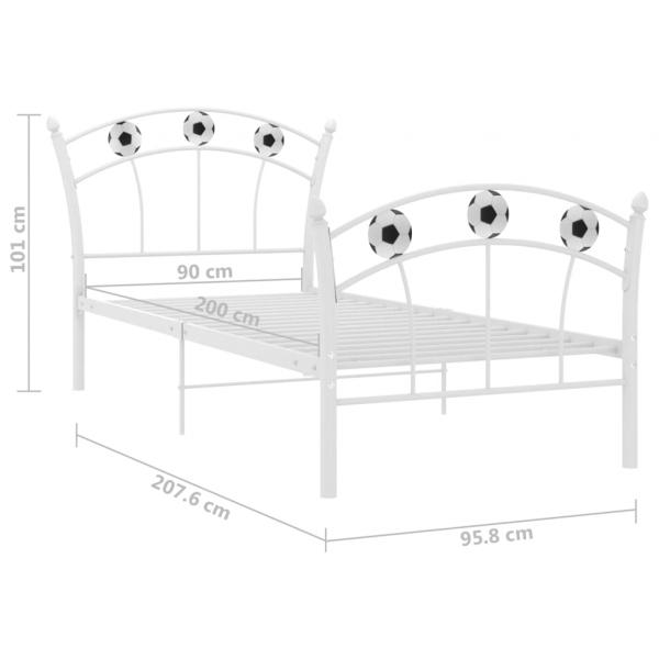 Einzelbett mit Fußball-Design Weiß Metall 90x200 cm