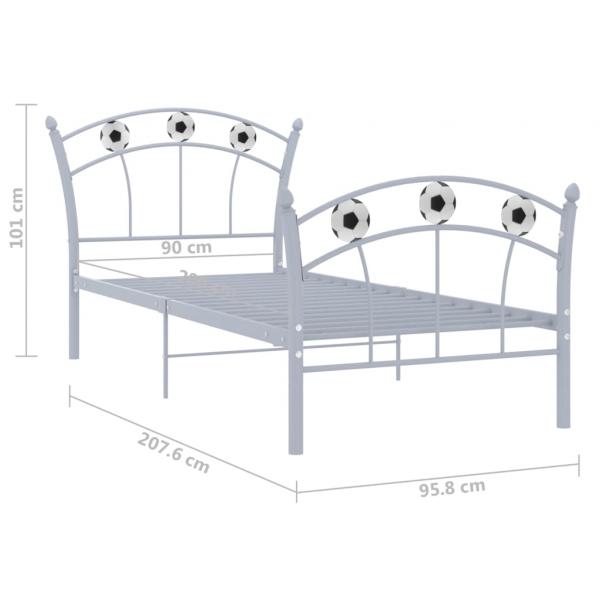 Einzelbett mit Fußball-Design Grau Metall 90x200 cm