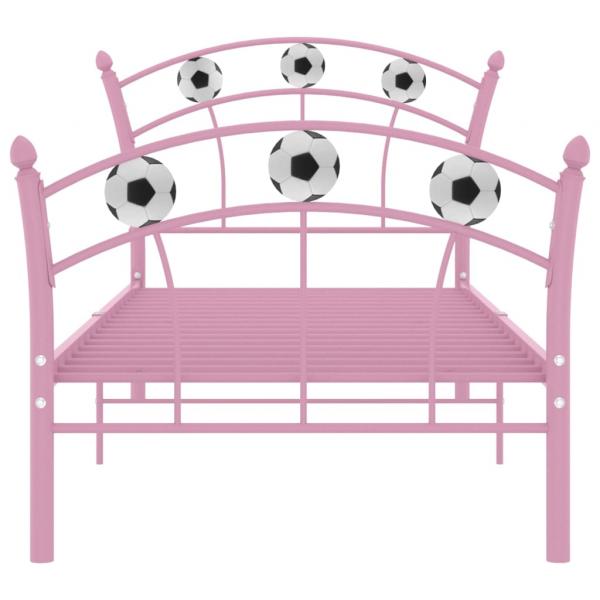 Einzelbett mit Fußball-Design Rosa Metall 90x200 cm