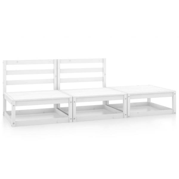 ARDEBO.de - 3-tlg. Garten-Lounge-Set Weiß Kiefer Massivholz