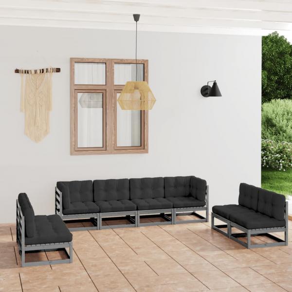 ARDEBO.de - 8-tlg. Garten-Lounge-Set mit Kissen Kiefer Massivholz