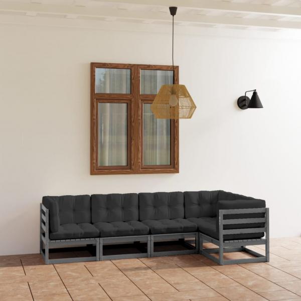 ARDEBO.de - 5-tlg. Garten-Lounge-Set mit Kissen Kiefer Massivholz