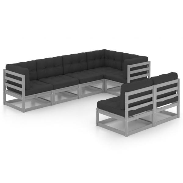 ARDEBO.de - 7-tlg. Garten-Lounge-Set mit Kissen Massivholz Kiefer