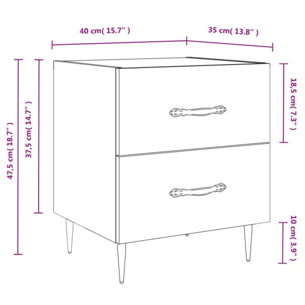 Nachttisch Grau Sonoma 40x35x47,5 cm Holzwerkstoff