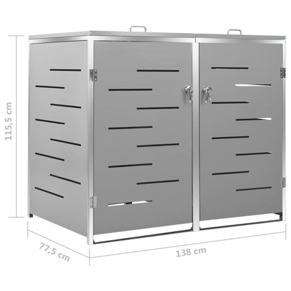 Mülltonnenbox für 2 Tonnen 138x77,5x115,5 cm Edelstahl